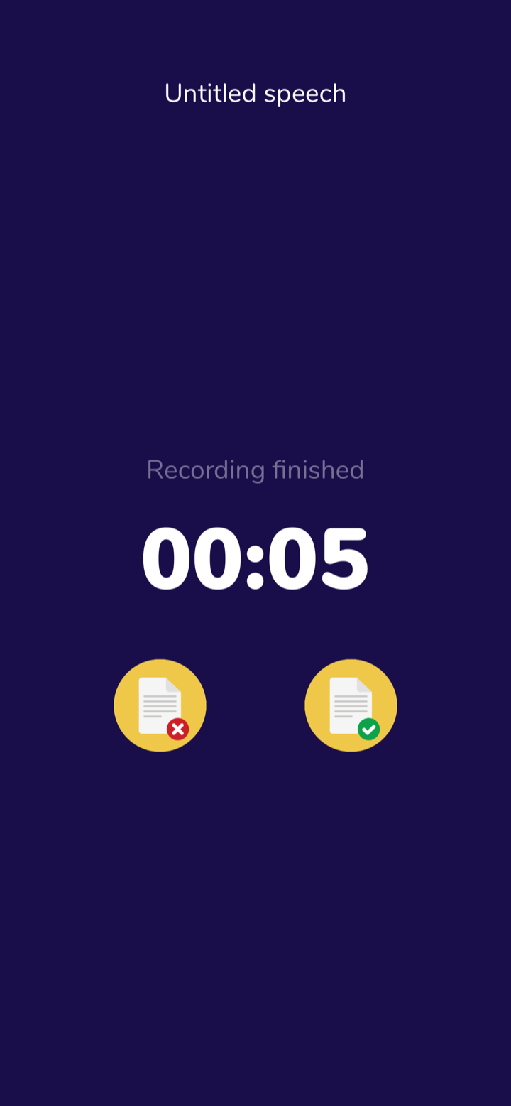 Screen: Recording finished. You can save or discard the recording.